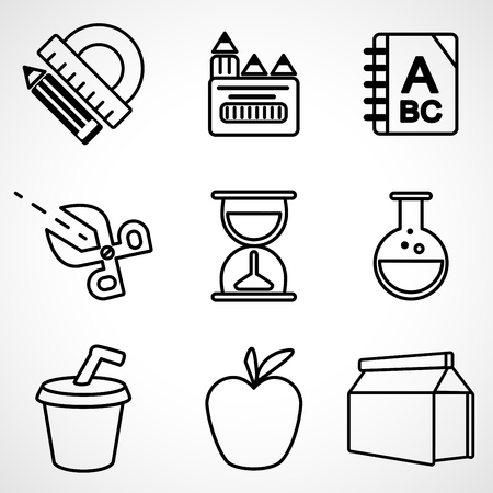 A set of black and white icons for the computerのイラスト素材