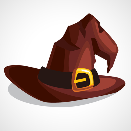 Vector illustration of a cartoon witch hat. Witch hat with buckle isolated on white backgroundのイラスト素材