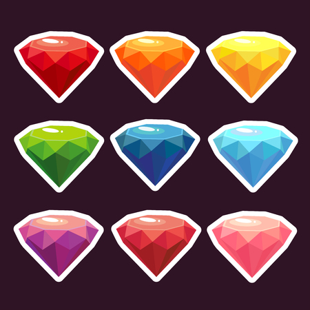 Vector jewels or precious diamonds gem stickers set. Vector illustrationのイラスト素材