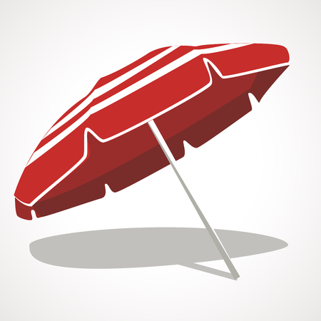 Vector illustration Beach Umbrella Red and White. The symbol of a holiday by the seaのイラスト素材