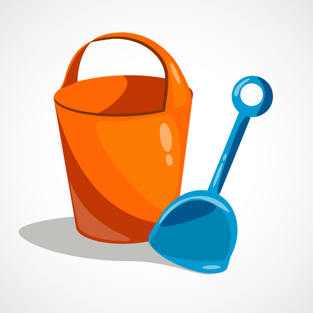 Cartoon baby bucket and scoop. Vector illustrationのイラスト素材