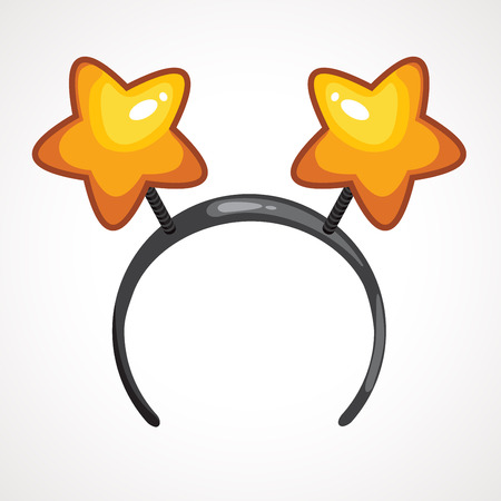 Cartoon headband icon with star shape ears. Vector illustration. Cartoon hoop for hair with hearts Cartoon headbands with heards. Head decor for party timeのイラスト素材