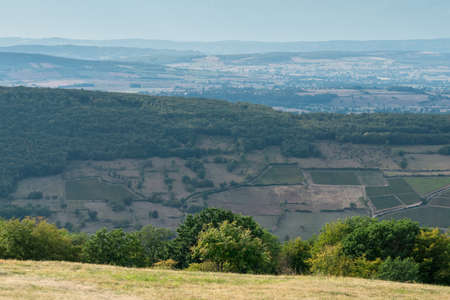 Panoramic view at rural landscape of Bourgogne. Burgundy, France.