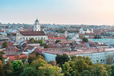 Panorama of Vilnius old town. Vilnius panoramic view. Vilnius cityscape. The capital of Lithuania.のeditorial素材