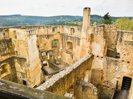 A look at the structure of the castle ruins.の写真素材