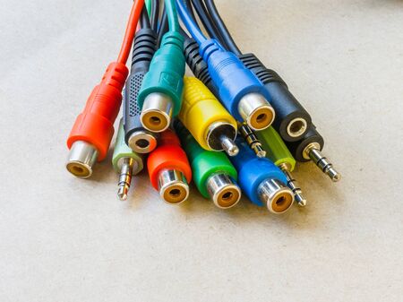 Detail on many colored connectors on each other.の写真素材