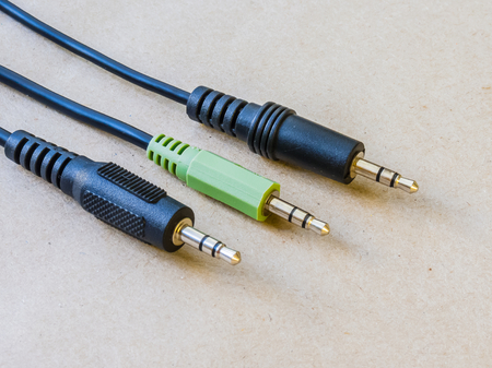 Closeup of audio jacks side by side.の写真素材
