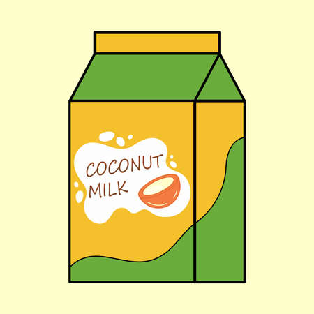 Vector illustration of vegan milk, vegetarian or plant based milk, coconut milk in bottles in flat cartoon style.のイラスト素材