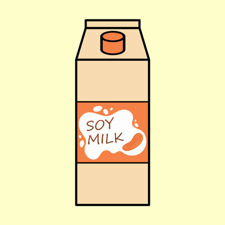 Vector illustration of soy milk, vegetarian or plant based milk, soy milk in bottles in flat cartoon style.のイラスト素材