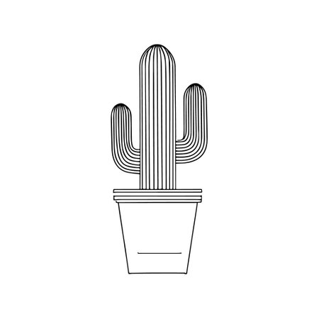 Cactus, Hand-Drawn Vector, Graphic Style, Cartoon Illustration, Black and White, Sketch Style, Isolated on White Backgroundのイラスト素材