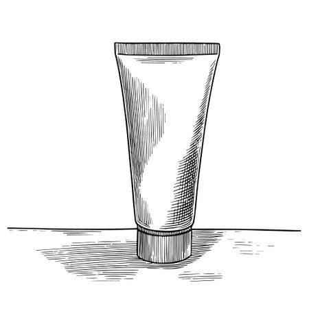 Vector hand drawn illustration of a tube of cream or lotion.のイラスト素材