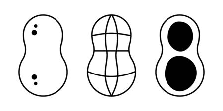 Peanuts black and white icons. Isolated vector Illustration.のイラスト素材