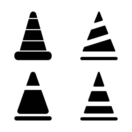 Traffic cones. Black highway traffic cone with white stripes.Road repair.のイラスト素材