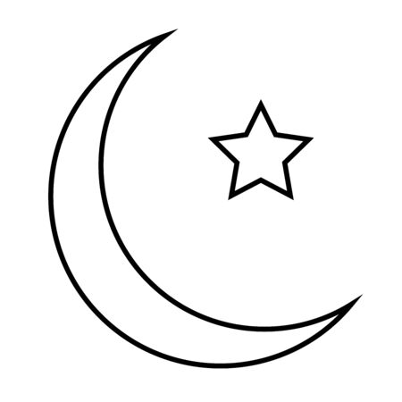 Star and crescent - symbol of Islam flat icon for apps and websitesのイラスト素材