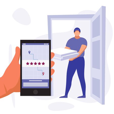 Customer Delivery Character. Order Transportation, Male Occupation. Customer Commercial Order Concept for web Banner Infographics Images. Flat Isometric Illustration Isolated on White Backgroundのイラスト素材