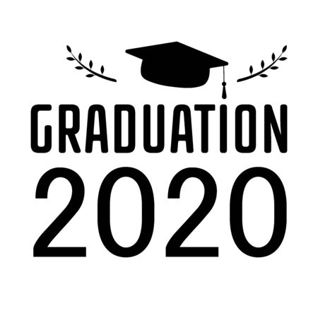 Lettering Class of 2020 for greeting, invitation card. Text for graduation design, congratulation event, T-shirt, party, high school or college graduate. Vector isolated on white background.のイラスト素材