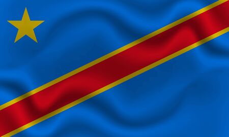 national flag of Democratic Republic of the Congo on wavy cotton fabric. Realistic illustrationのイラスト素材