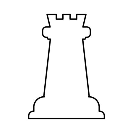 Vector illustration of chess rook icon. Black chess rook icon on white background.のイラスト素材