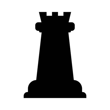 Vector illustration of chess rook icon. Black chess rook icon on white background.のイラスト素材