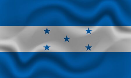 national flag of Honduras on wavy cotton fabric. Realistic vector illustrationの写真素材