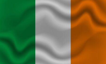 national flag of Ireland on wavy cotton fabric. Realistic vector illustrationの写真素材