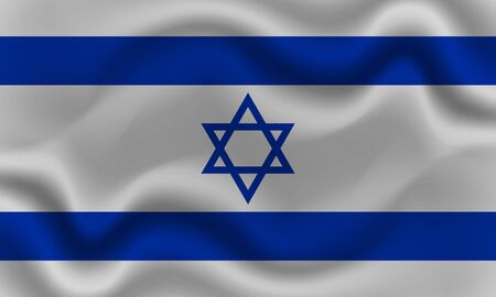 national flag of Israel on wavy cotton fabric. Realistic vector illustrationの写真素材