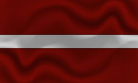national flag of Latvia on wavy cotton fabric. Realistic vector illustrationの写真素材
