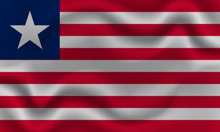 national flag of Liberia on wavy cotton fabric. Realistic vector illustrationの写真素材