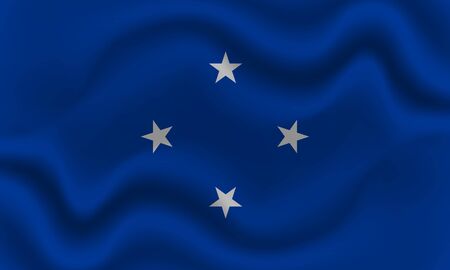 national flag of Micronesia on wavy cotton fabric. Realistic vector illustrationの写真素材