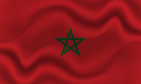 national flag of Morocco on wavy cotton fabric. Realistic vector illustrationの写真素材
