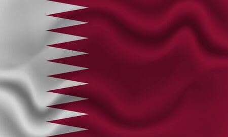 national flag of Qatar on wavy cotton fabric. Realistic vector illustrationの写真素材