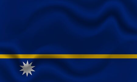 national flag of Nauru on wavy cotton fabric. Realistic vector illustrationの写真素材