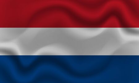 national flag of Netherlands on wavy cotton fabric. Realistic vector illustrationの写真素材