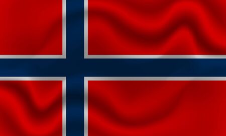 national flag of Norway on wavy cotton fabric. Realistic vector illustrationの写真素材