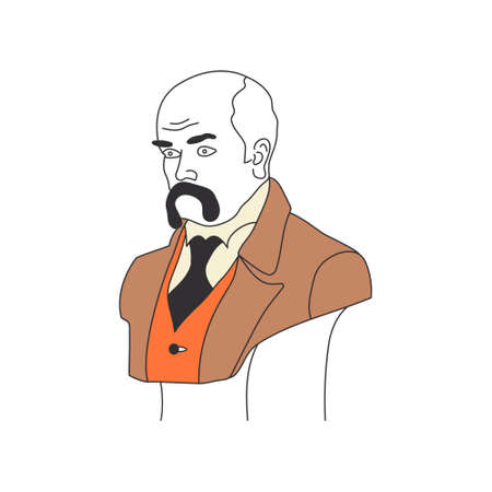 Portrait of Taras Shevchenko. Ukrainian writer. poet. illustration of pencils. white background. isolated objectのイラスト素材