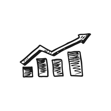 increase money growth icon, progress marketing, hand drawing.のイラスト素材