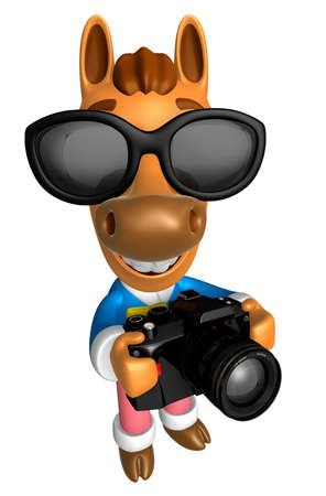 3D Horse character to shoot the Big Camera toward the Right. 3D Animal Character Design Series.の写真素材