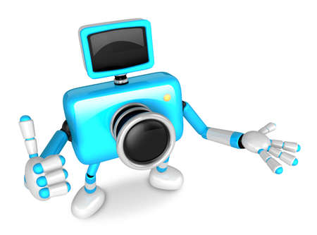 The Cyan Camera Character Taking the right hand is the best gesture. Instructed to gesture with the...