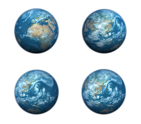 3d blue globe range four setの写真素材