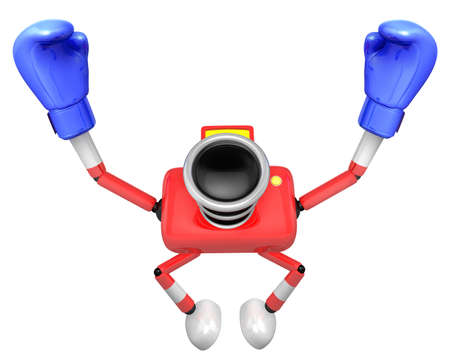 3d Red Camera Character Boxer Victory the serenade. Create 3D Camera Robot Series.