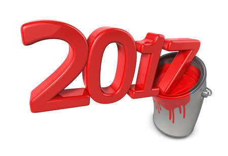 2017 Comes out of the paint canister. New Year Typographic Arts Card.の写真素材