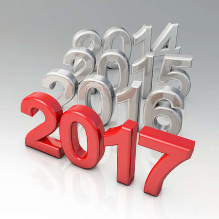 Time goes by and new 2017. New Year Typographic Arts Card.