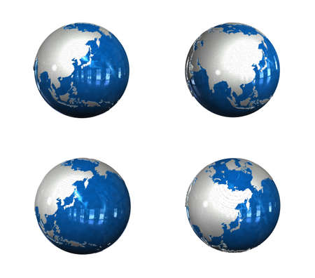 3d blue globe range four set . 3D Icon Design Series.の写真素材