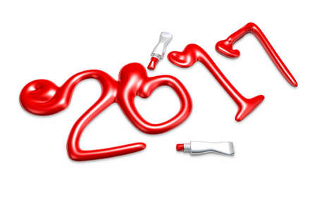 Made In Paints 2017 Year. New Year Typographic Arts Card.の写真素材