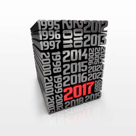 A new history flows in 2017. New Year Typographic Arts Card.の写真素材