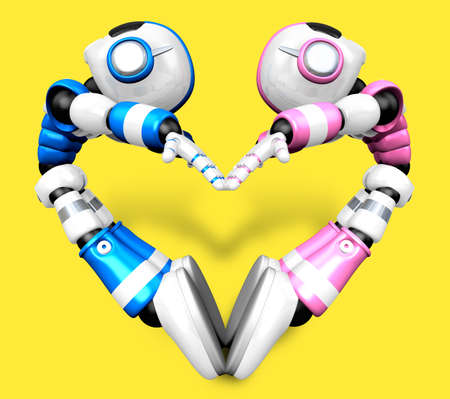 The heart in the form of body language. 3D Robot Characterの写真素材
