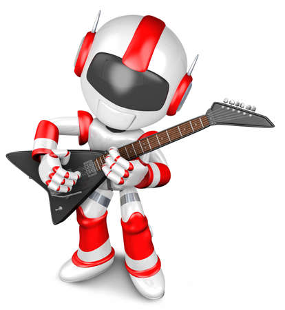 The playing electric guitar in Robot. 3D Robot Characterの写真素材
