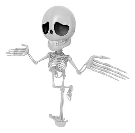 3D Skeleton Mascot is doing not to understand gestures. 3D Skull Character Design Series.の写真素材