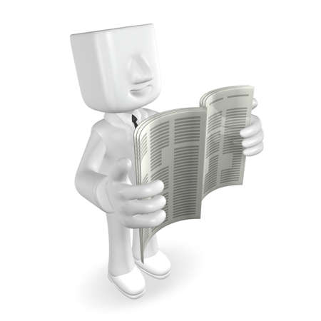 3d business man shanding to read the newspaperの写真素材