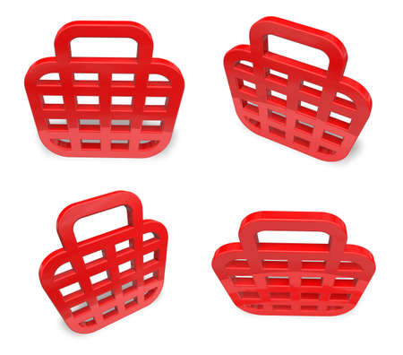 3d red shopping range four set . 3D Icon Design Series.の写真素材